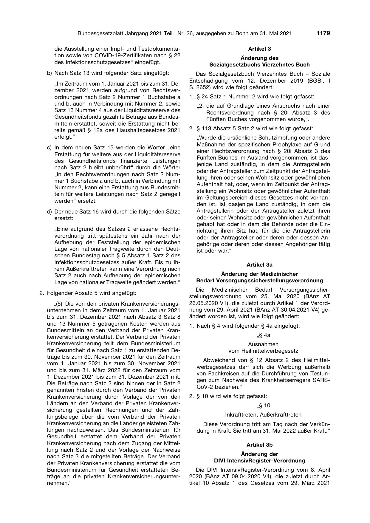 BGBl. 2021, Seite 1179 — Originalseite als Abbildung