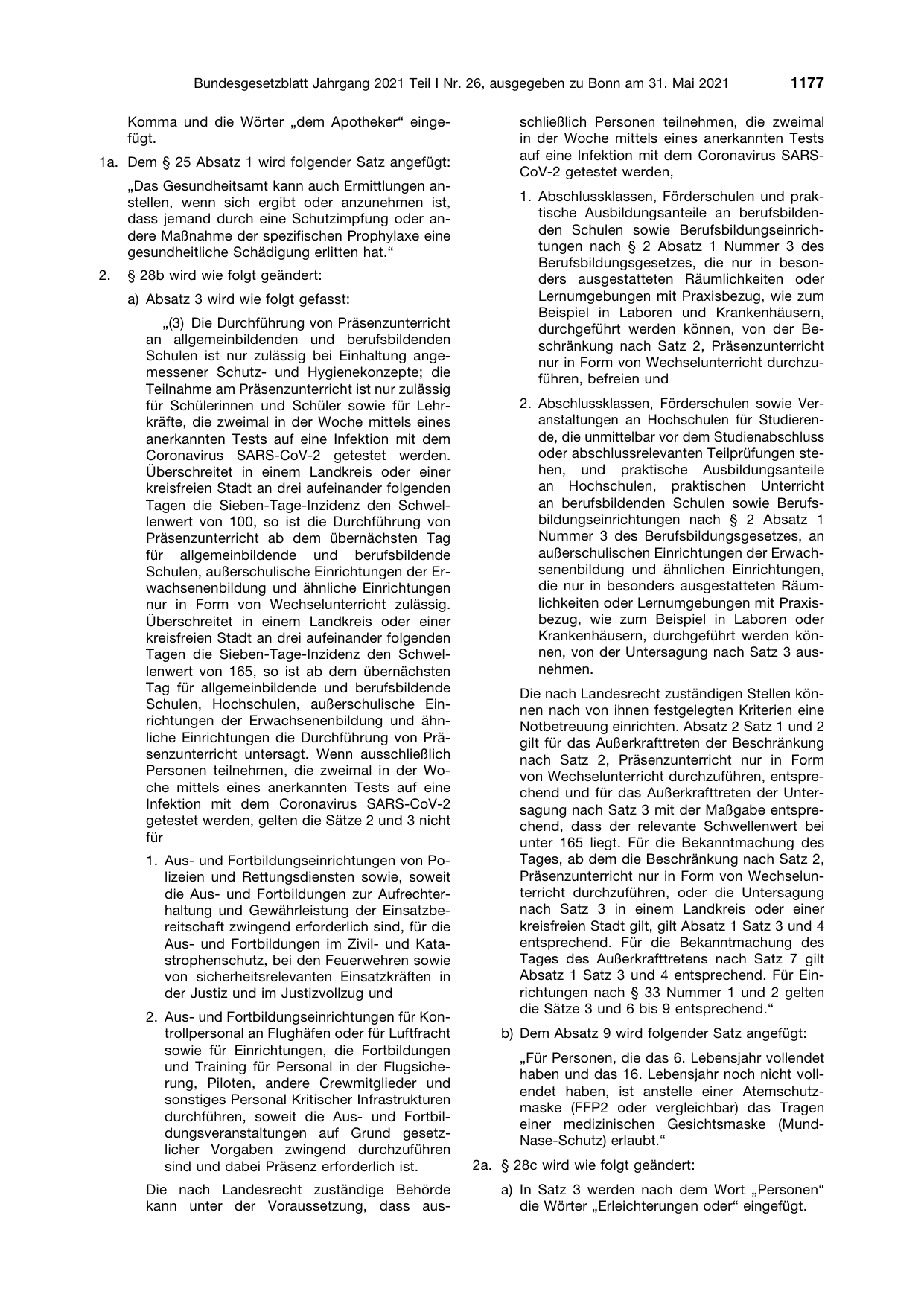 BGBl. 2021, Seite 1177 — Originalseite als Abbildung