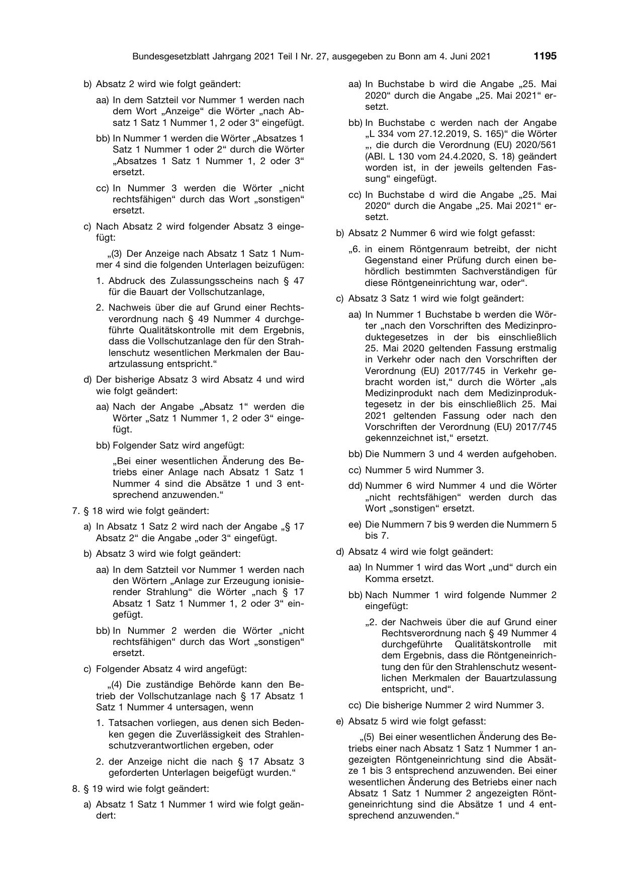 BGBl. 2021, Seite 1195 — Originalseite als Abbildung
