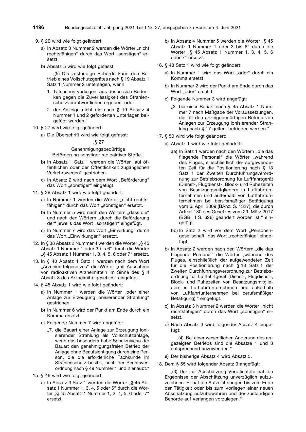BGBl. 2021, Seite 1196 — Originalseite als Abbildung