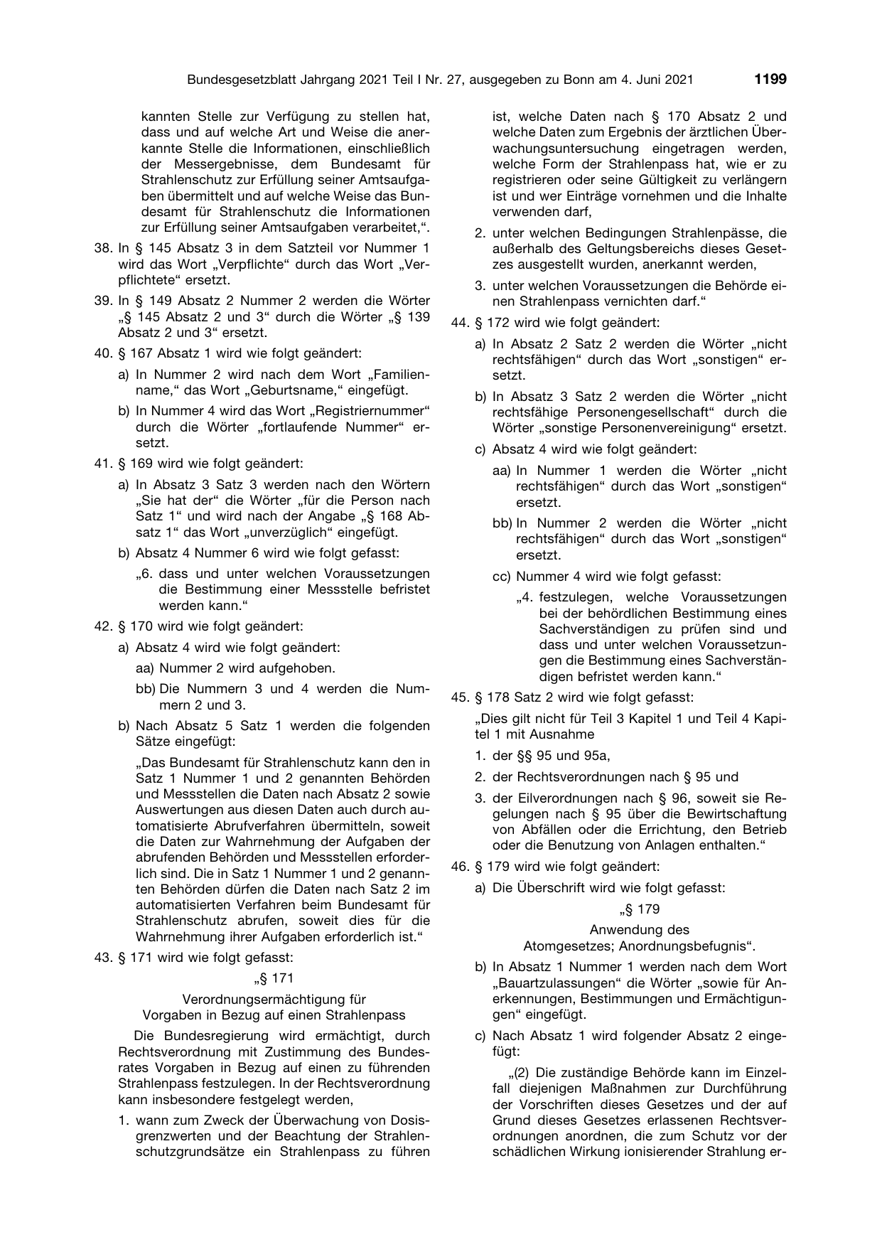 BGBl. 2021, Seite 1199 — Originalseite als Abbildung