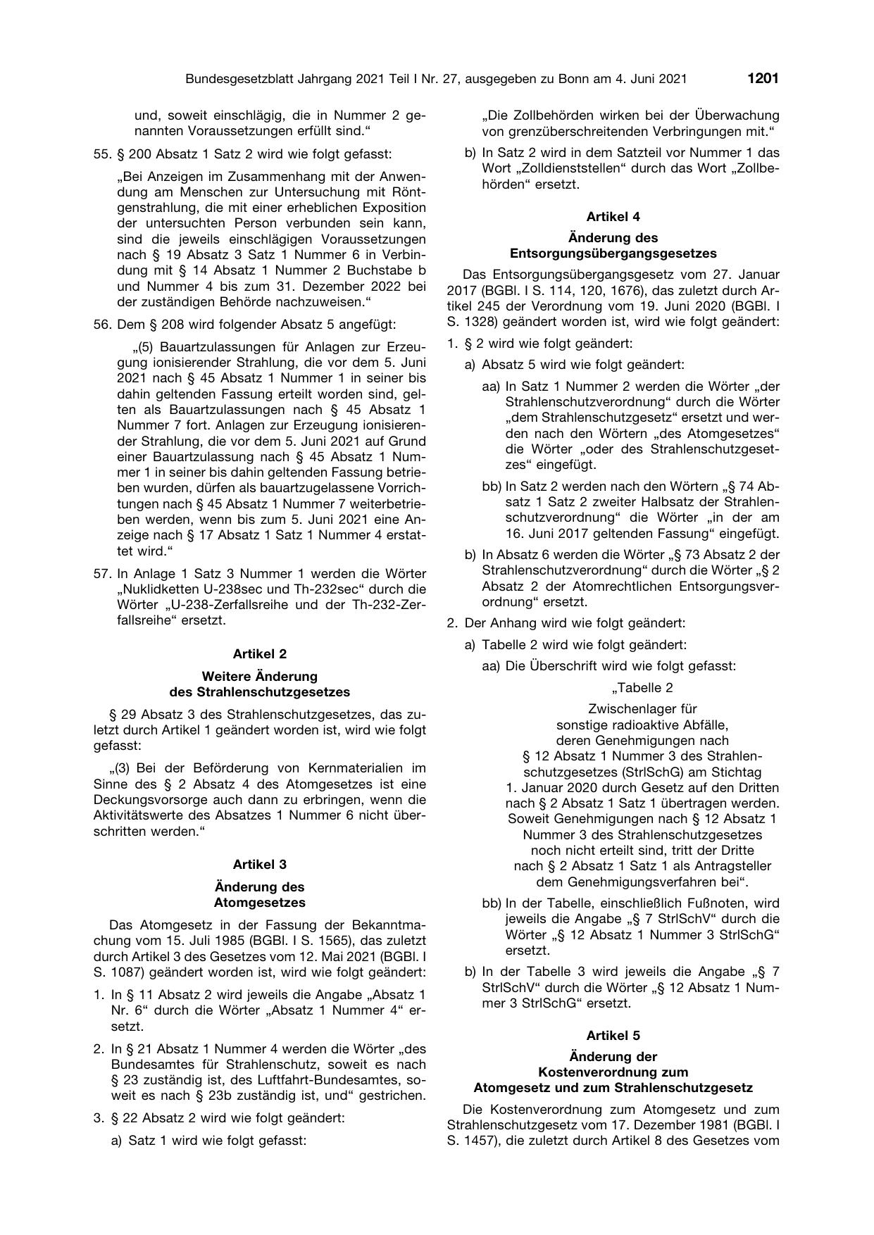 BGBl. 2021, Seite 1201 — Originalseite als Abbildung