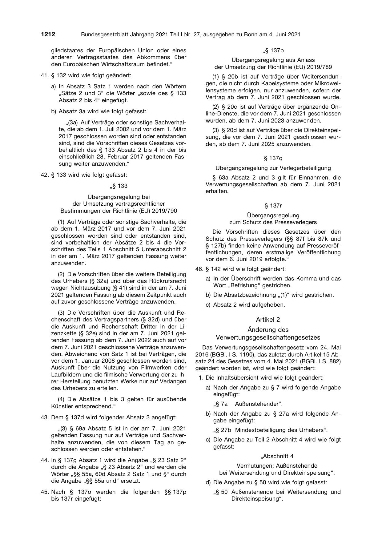 BGBl. 2021, Seite 1212 — Originalseite als Abbildung