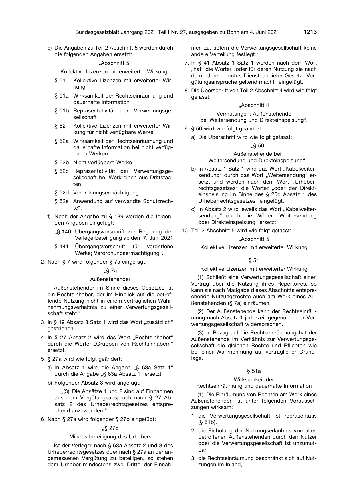 BGBl. 2021, Seite 1213 — Originalseite als Abbildung