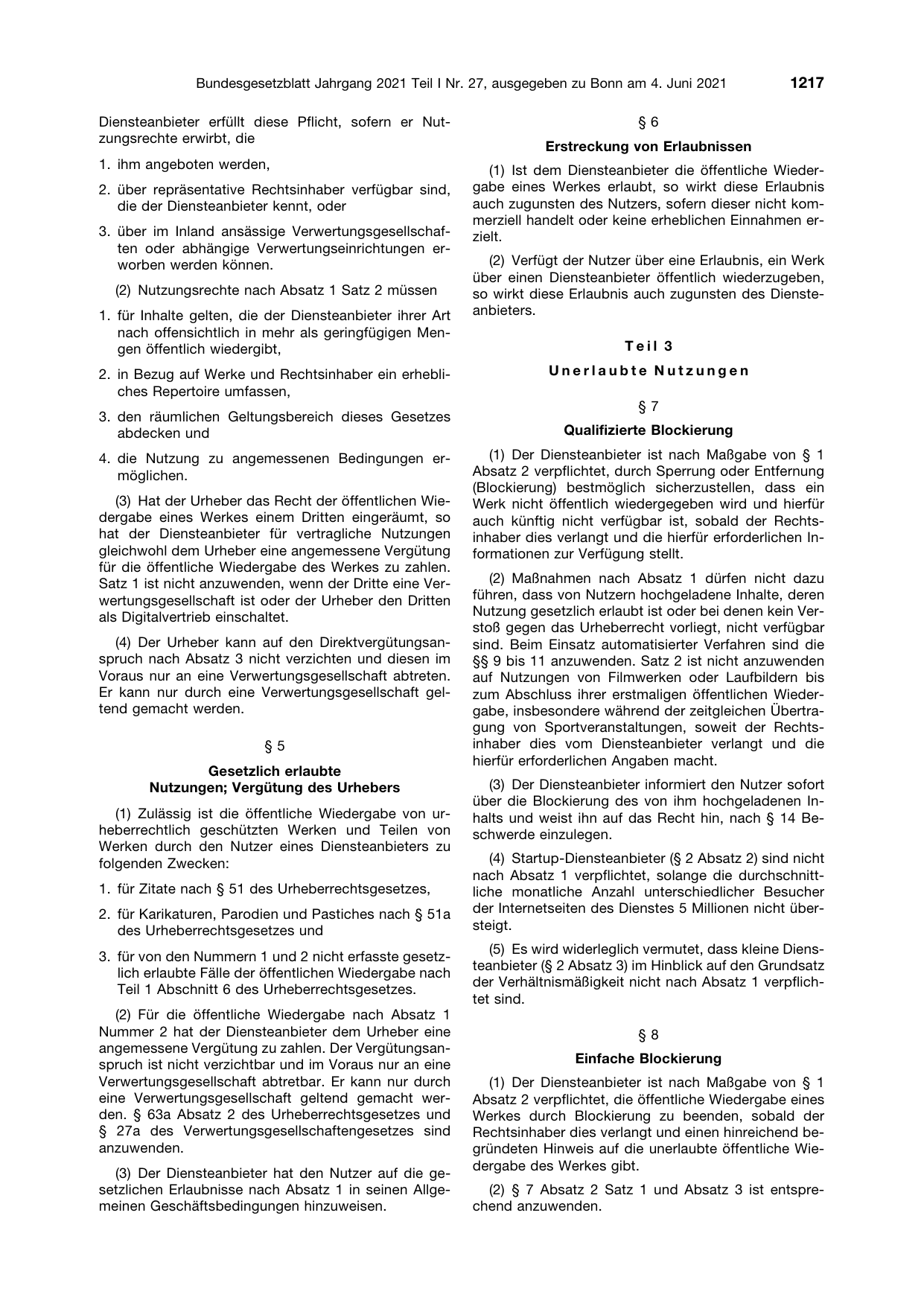 BGBl. 2021, Seite 1217 — Originalseite als Abbildung