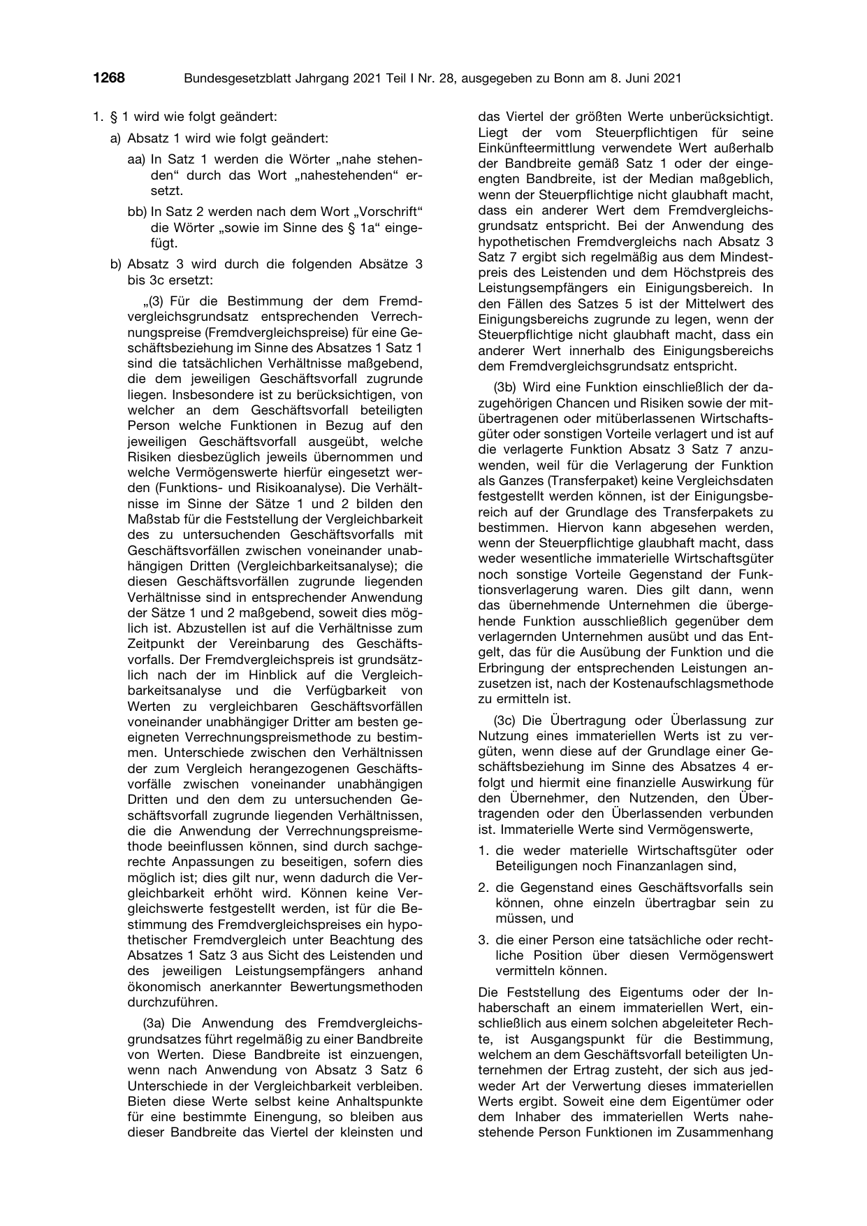 BGBl. 2021, Seite 1268 — Originalseite als Abbildung