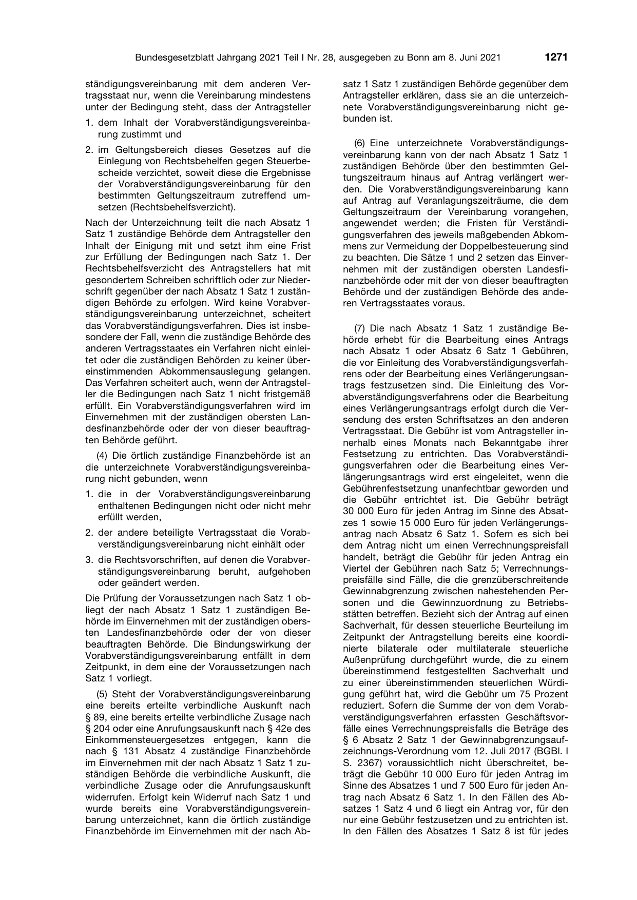 BGBl. 2021, Seite 1271 — Originalseite als Abbildung