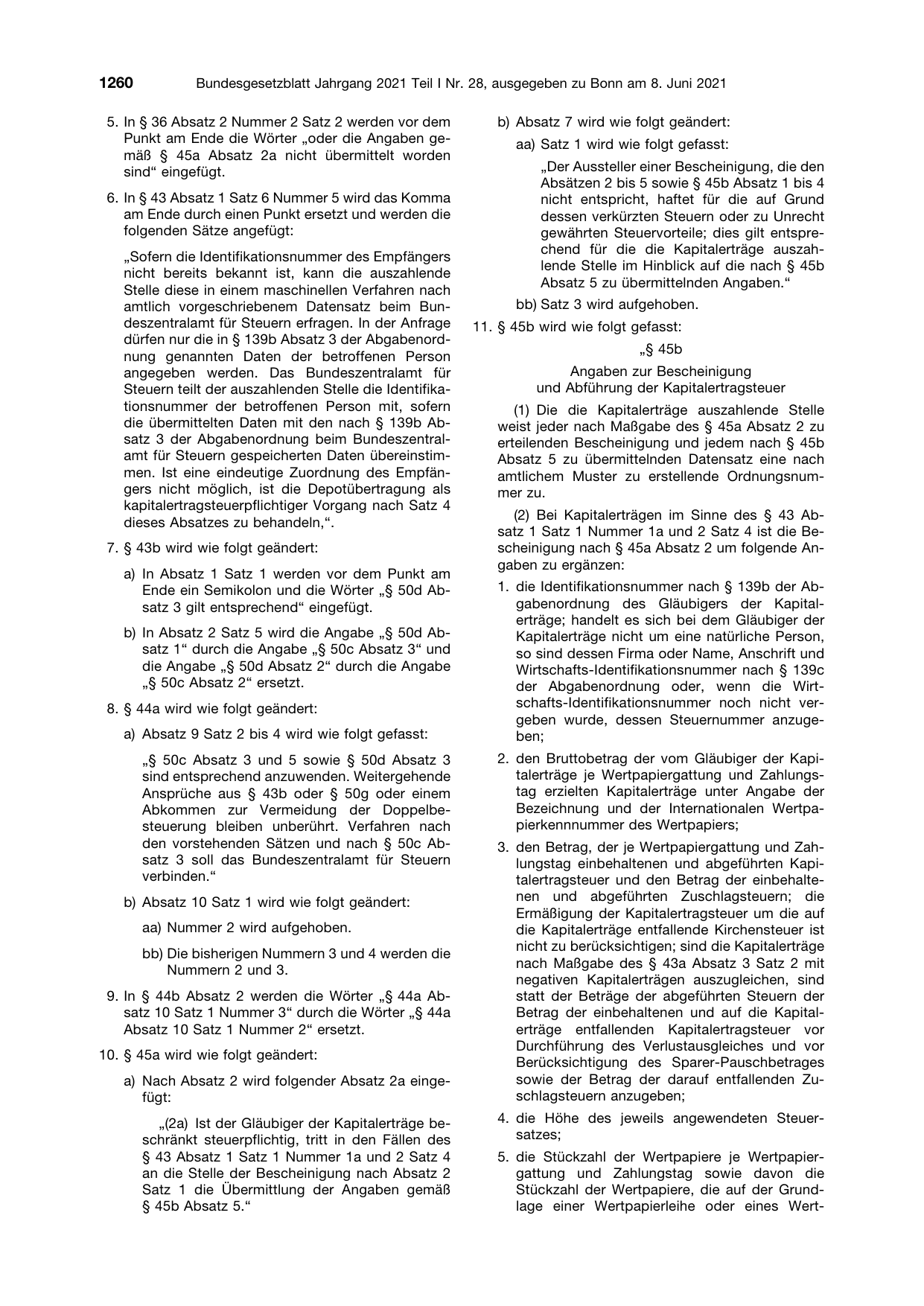 BGBl. 2021, Seite 1260 — Originalseite als Abbildung
