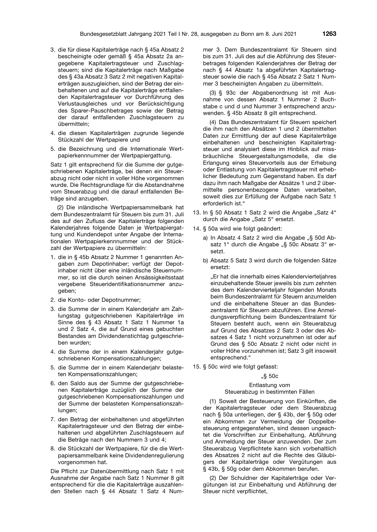 BGBl. 2021, Seite 1263 — Originalseite als Abbildung