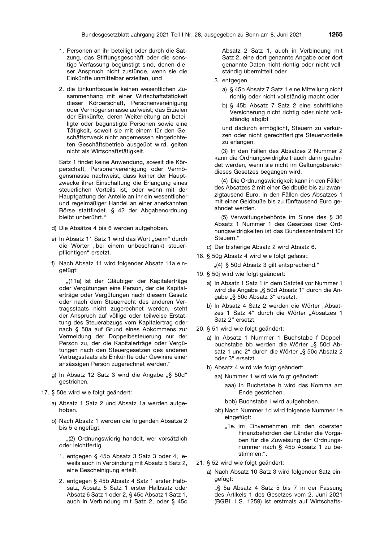 BGBl. 2021, Seite 1265 — Originalseite als Abbildung