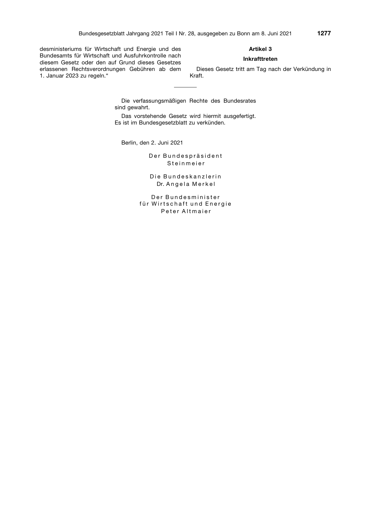 BGBl. 2021, Seite 1277 — Originalseite als Abbildung