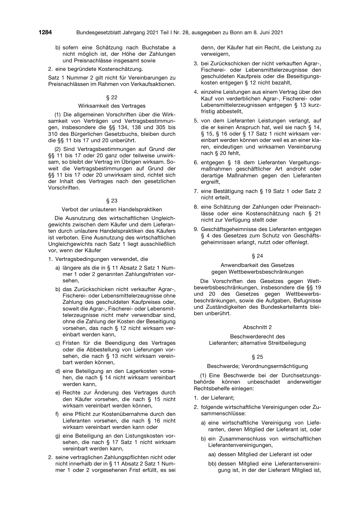 BGBl. 2021, Seite 1284 — Originalseite als Abbildung