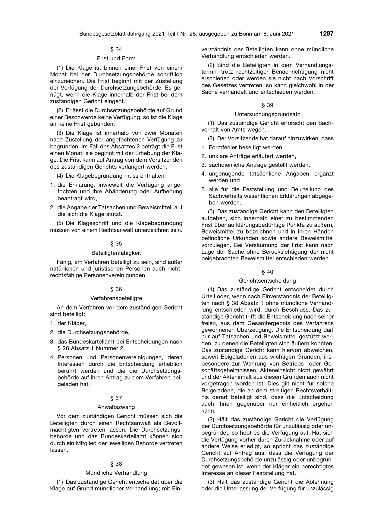 BGBl. 2021, Seite 1287 — Originalseite als Abbildung