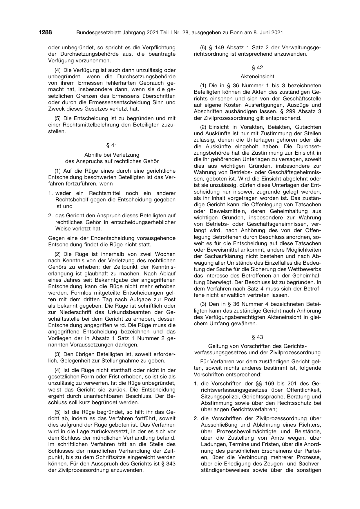 BGBl. 2021, Seite 1288 — Originalseite als Abbildung
