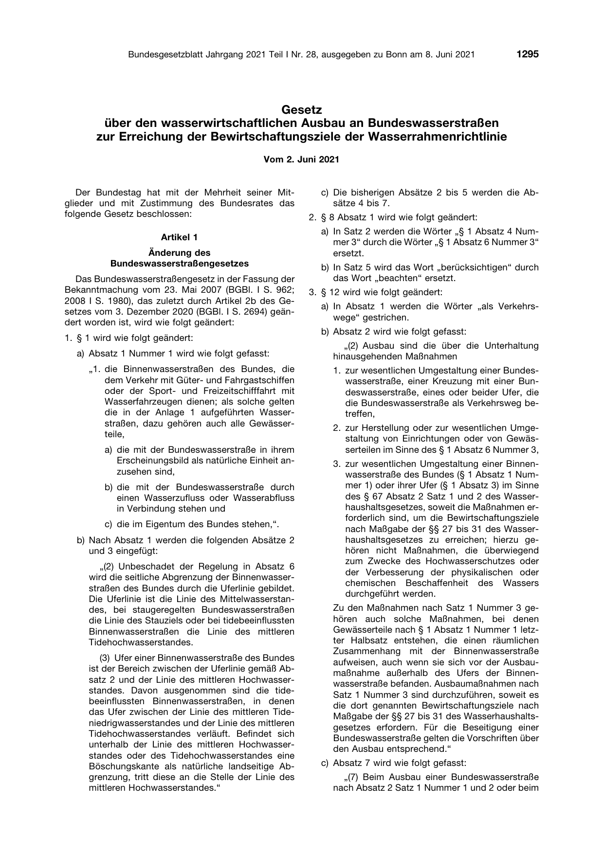 BGBl. 2021, Seite 1295 — Originalseite als Abbildung