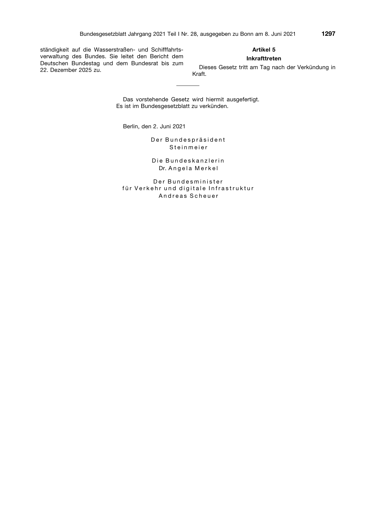 BGBl. 2021, Seite 1297 — Originalseite als Abbildung