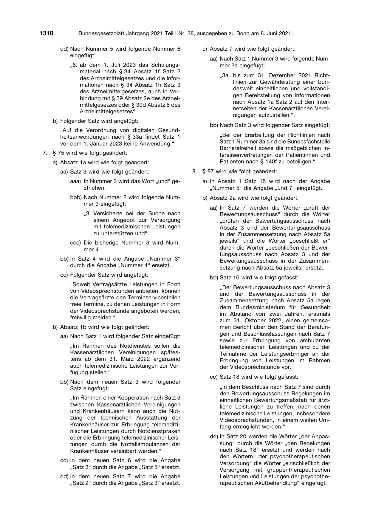 BGBl. 2021, Seite 1310 — Originalseite als Abbildung