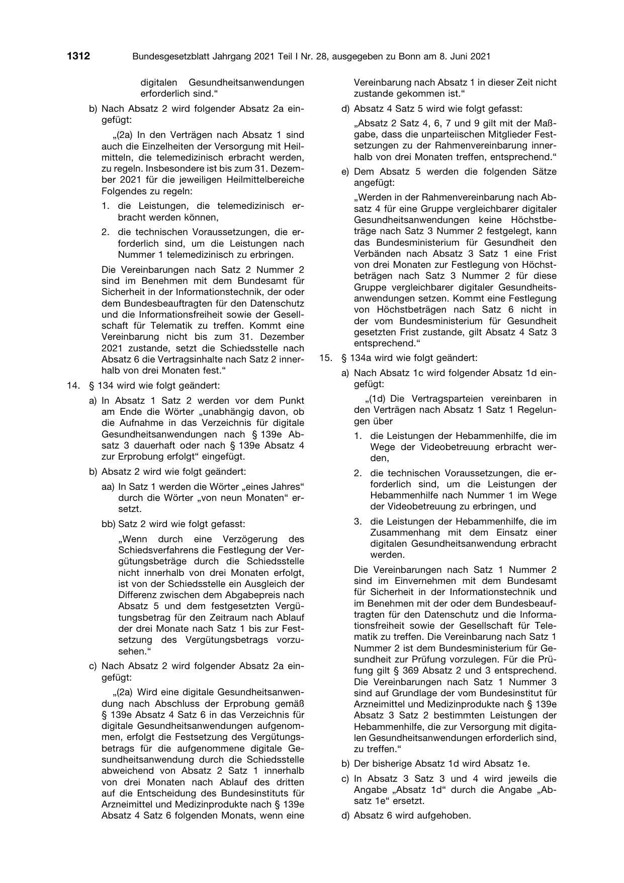 BGBl. 2021, Seite 1312 — Originalseite als Abbildung
