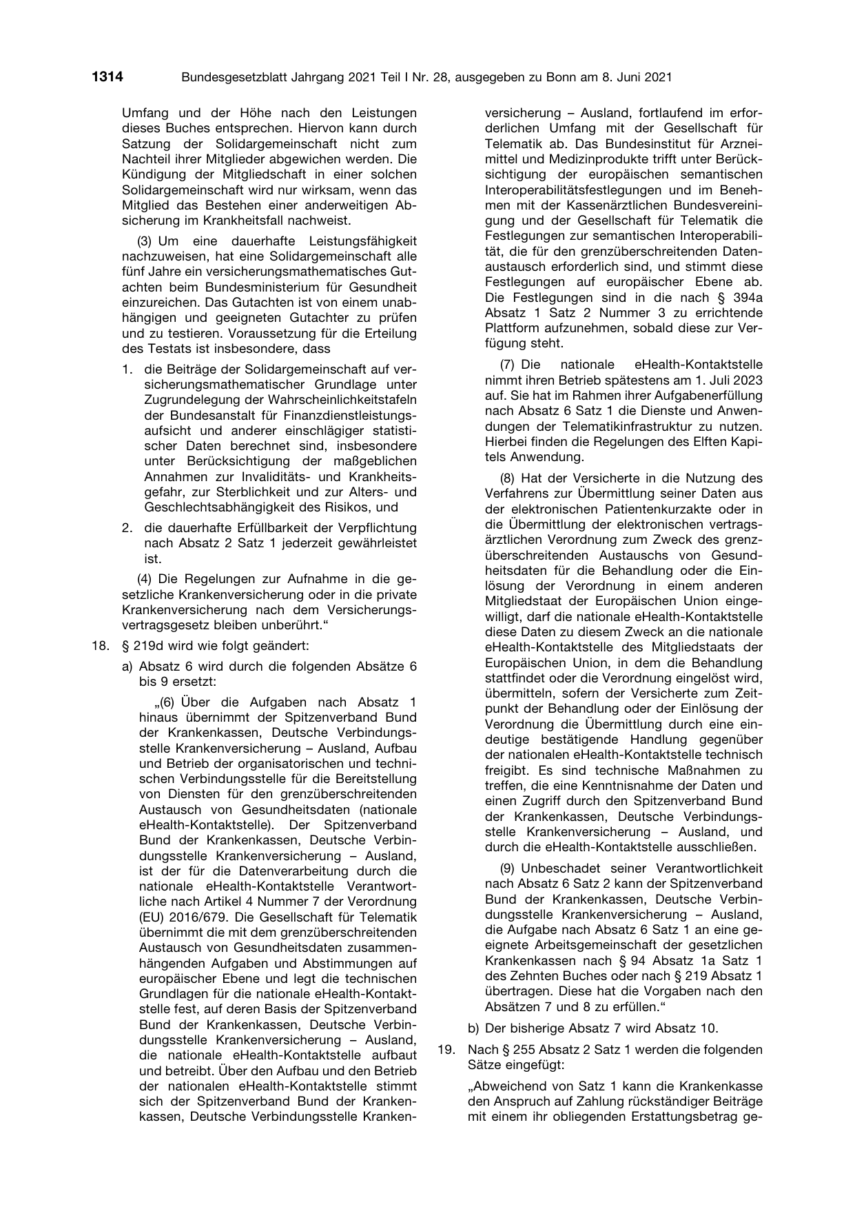 BGBl. 2021, Seite 1314 — Originalseite als Abbildung