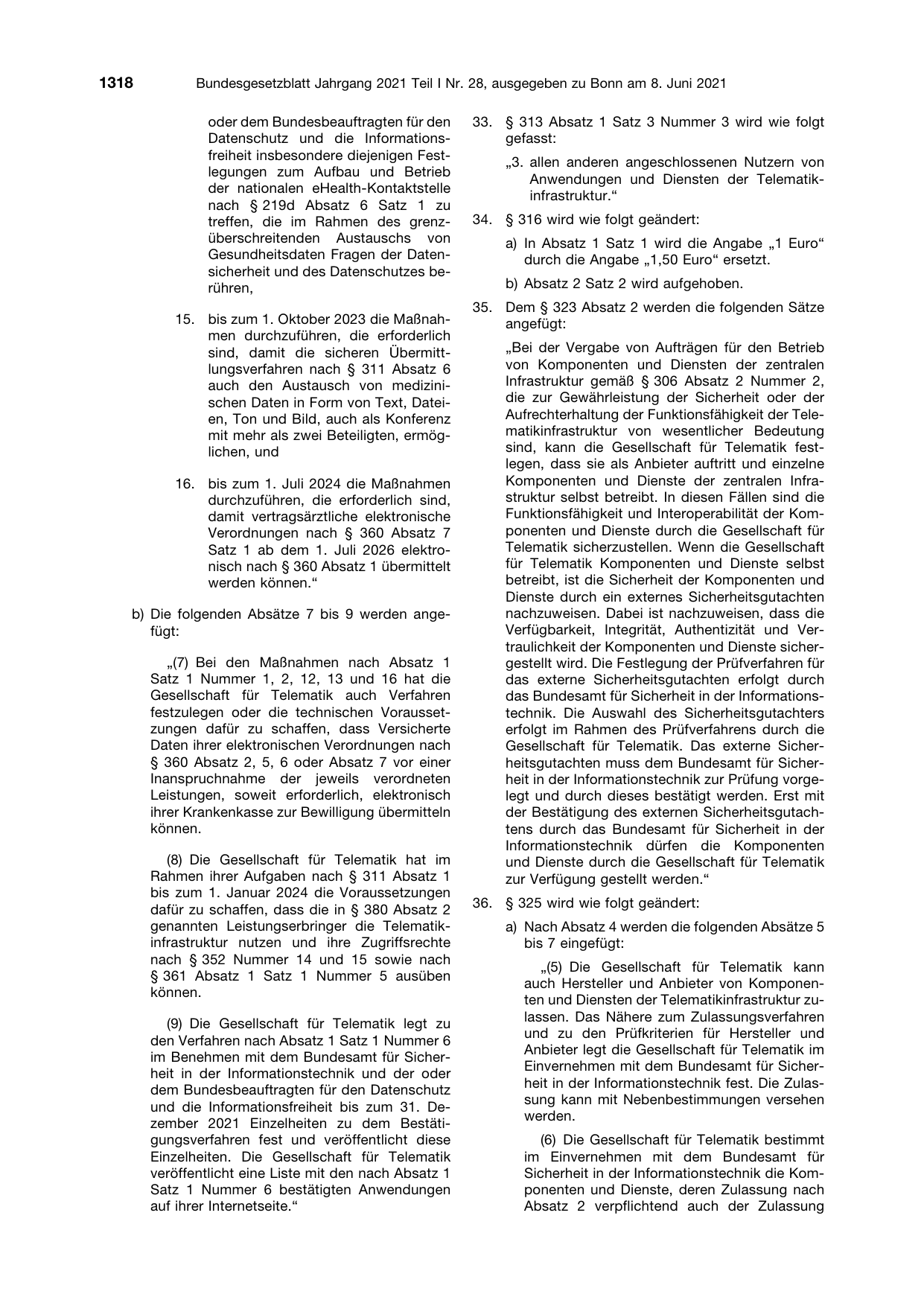 BGBl. 2021, Seite 1318 — Originalseite als Abbildung