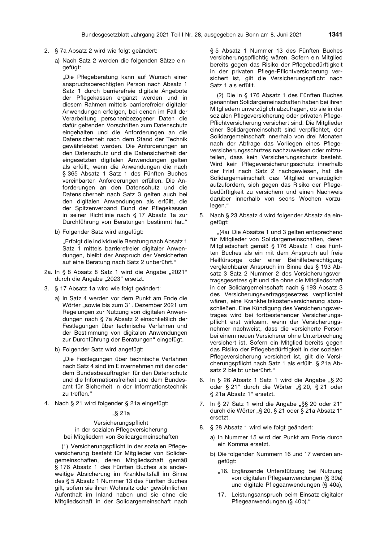 BGBl. 2021, Seite 1341 — Originalseite als Abbildung