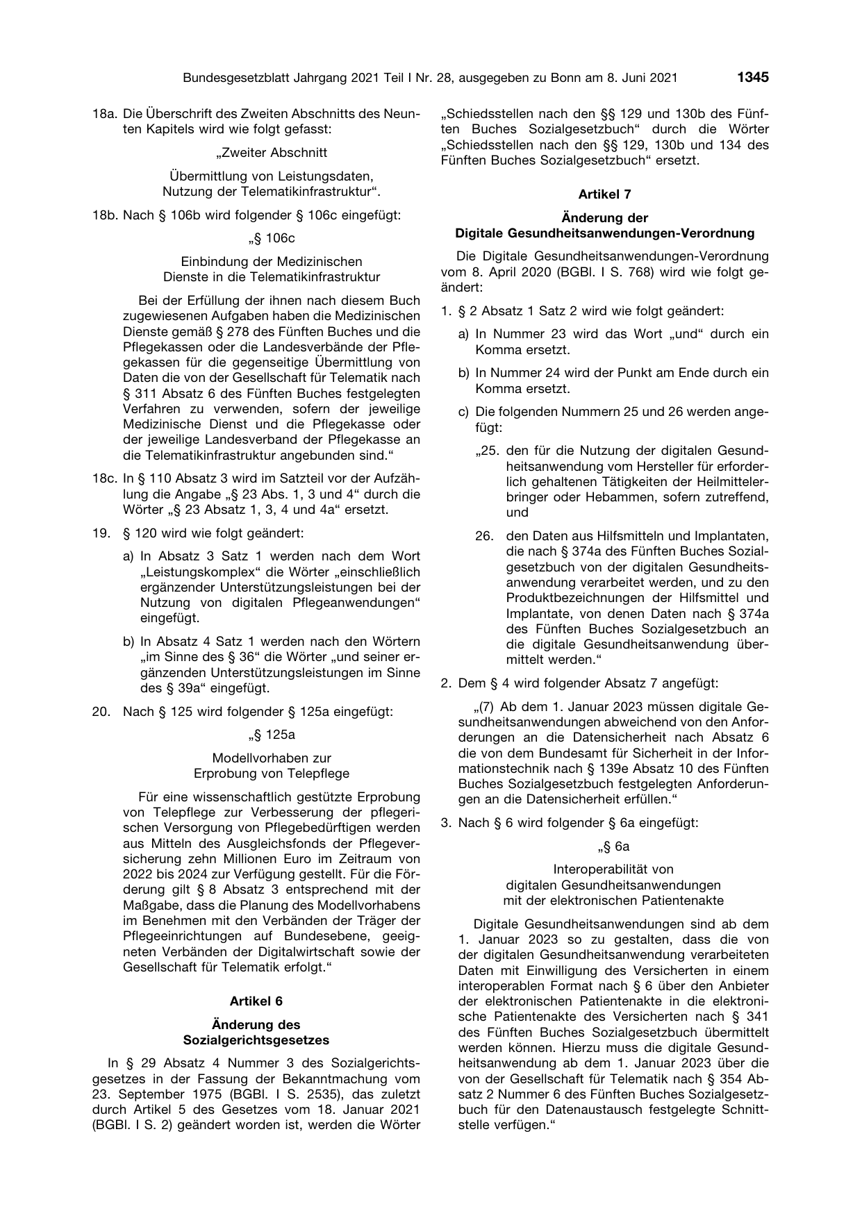 BGBl. 2021, Seite 1345 — Originalseite als Abbildung