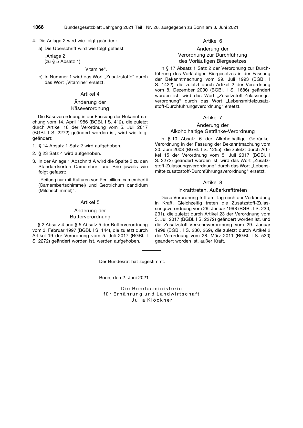 BGBl. 2021, Seite 1366 — Originalseite als Abbildung