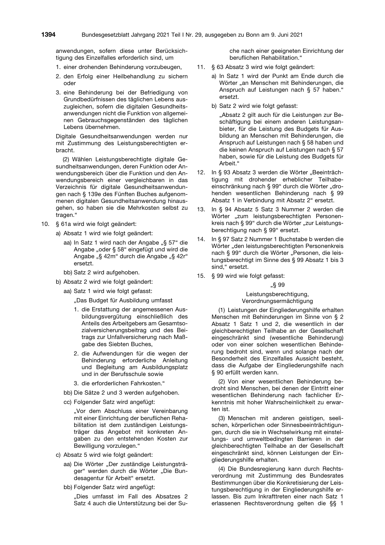 BGBl. 2021, Seite 1394 — Originalseite als Abbildung