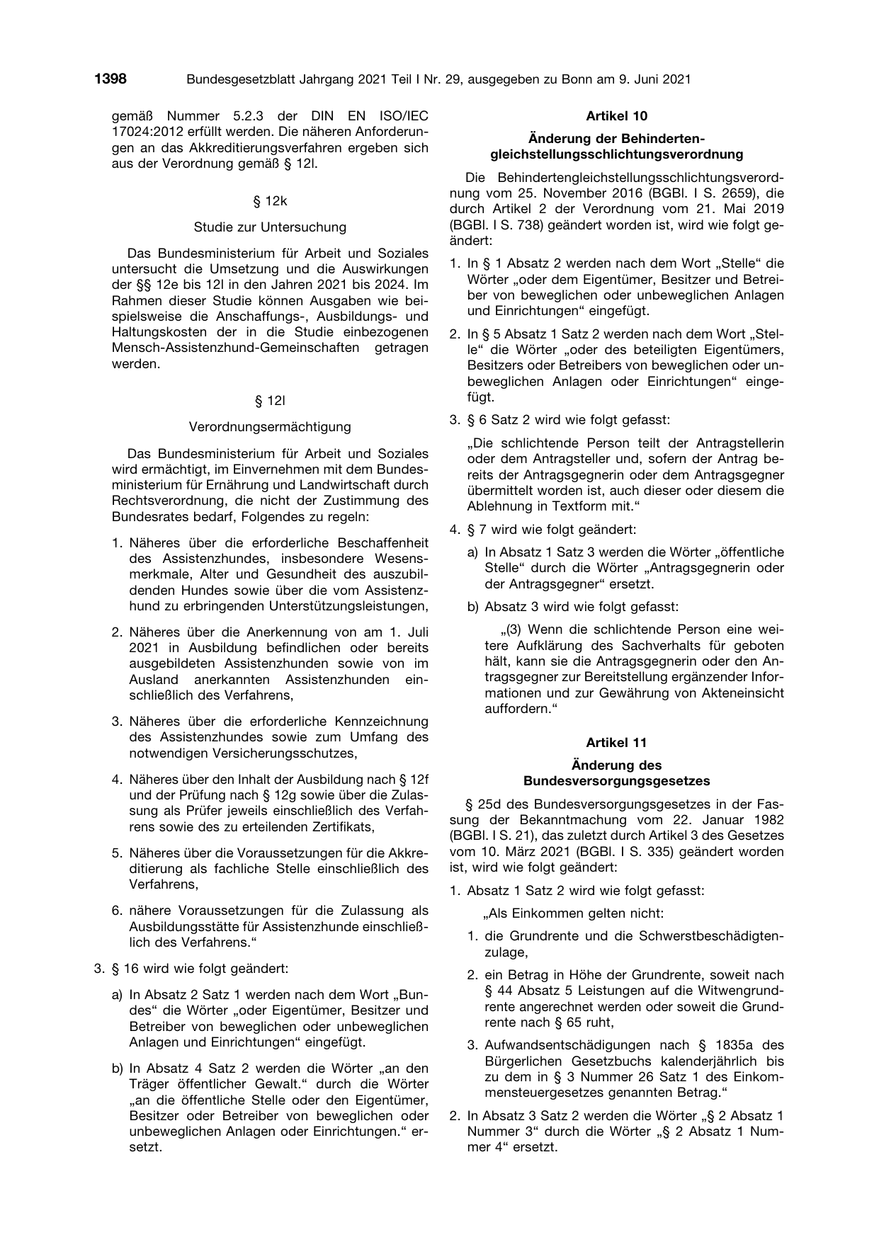 BGBl. 2021, Seite 1398 — Originalseite als Abbildung