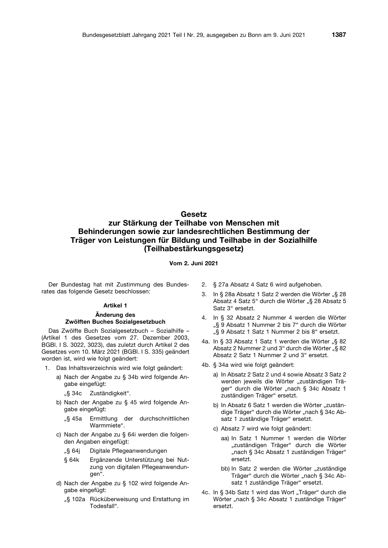 BGBl. 2021, Seite 1387 — Originalseite als Abbildung