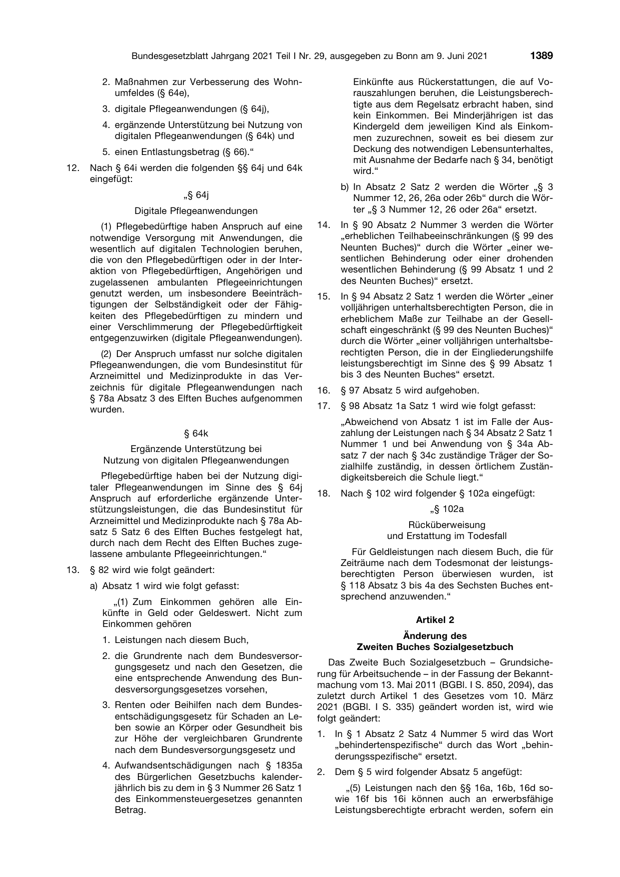 BGBl. 2021, Seite 1389 — Originalseite als Abbildung