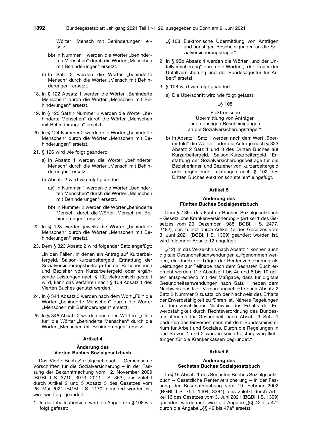 BGBl. 2021, Seite 1392 — Originalseite als Abbildung