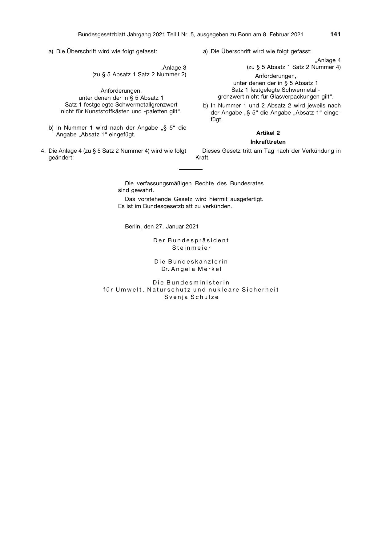 BGBl. 2021, Seite 141 — Originalseite als Abbildung