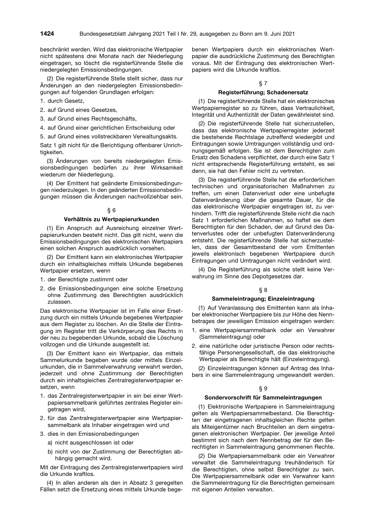 BGBl. 2021, Seite 1424 — Originalseite als Abbildung