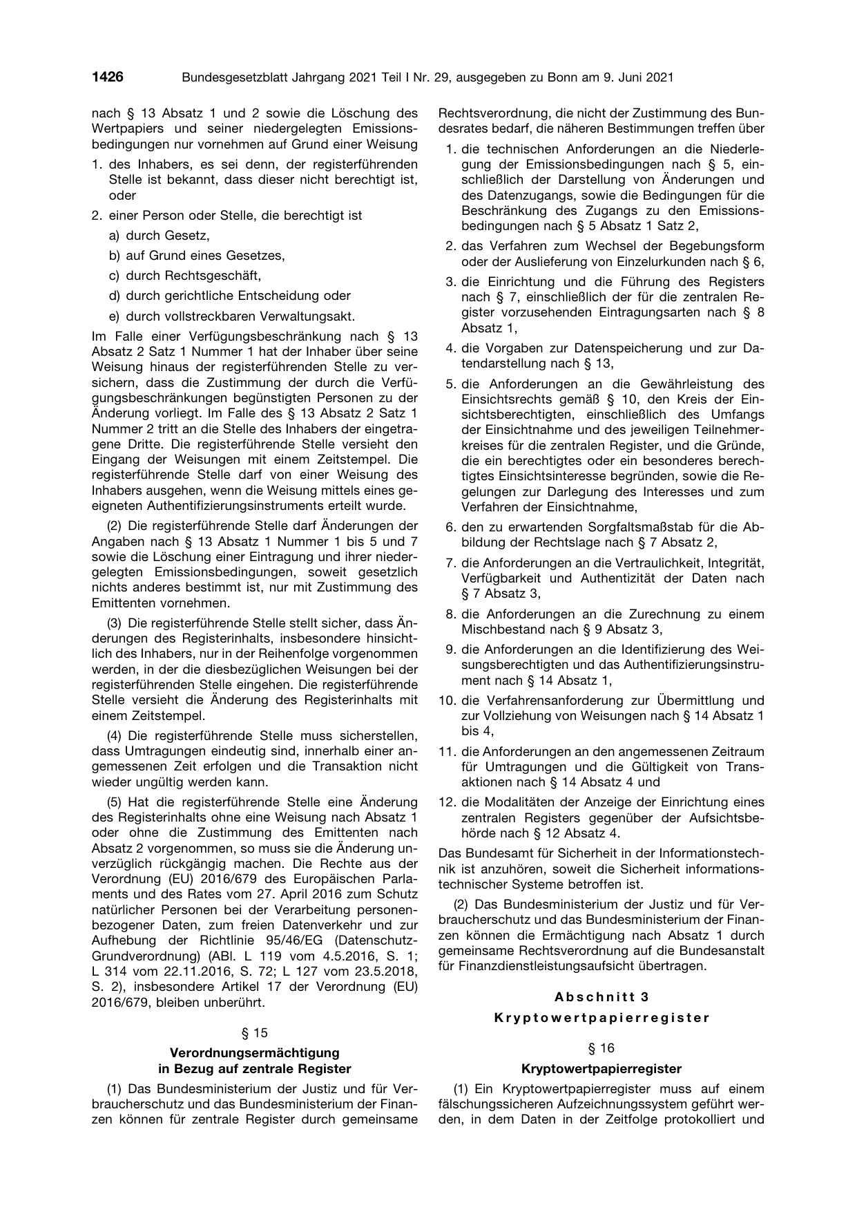 BGBl. 2021, Seite 1426 — Originalseite als Abbildung