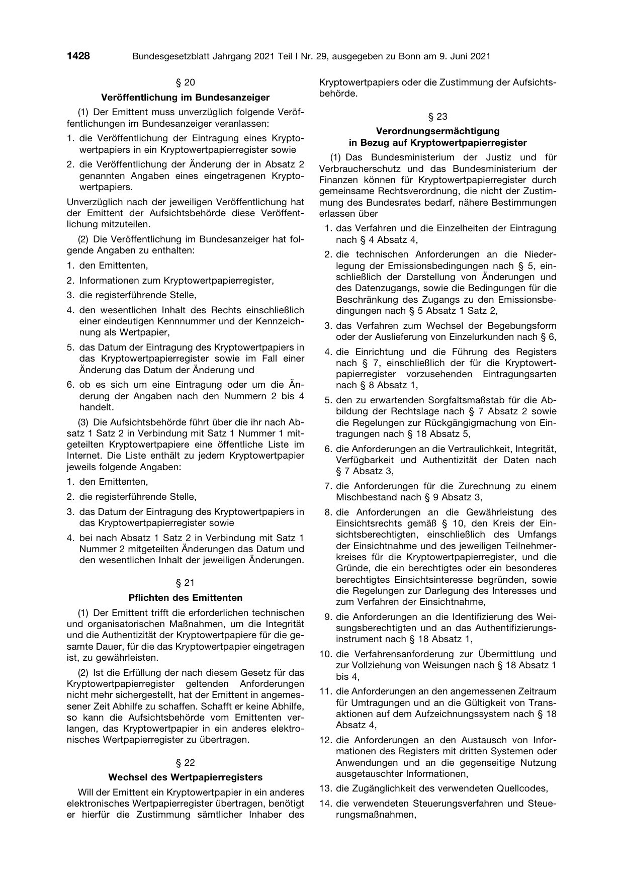 BGBl. 2021, Seite 1428 — Originalseite als Abbildung