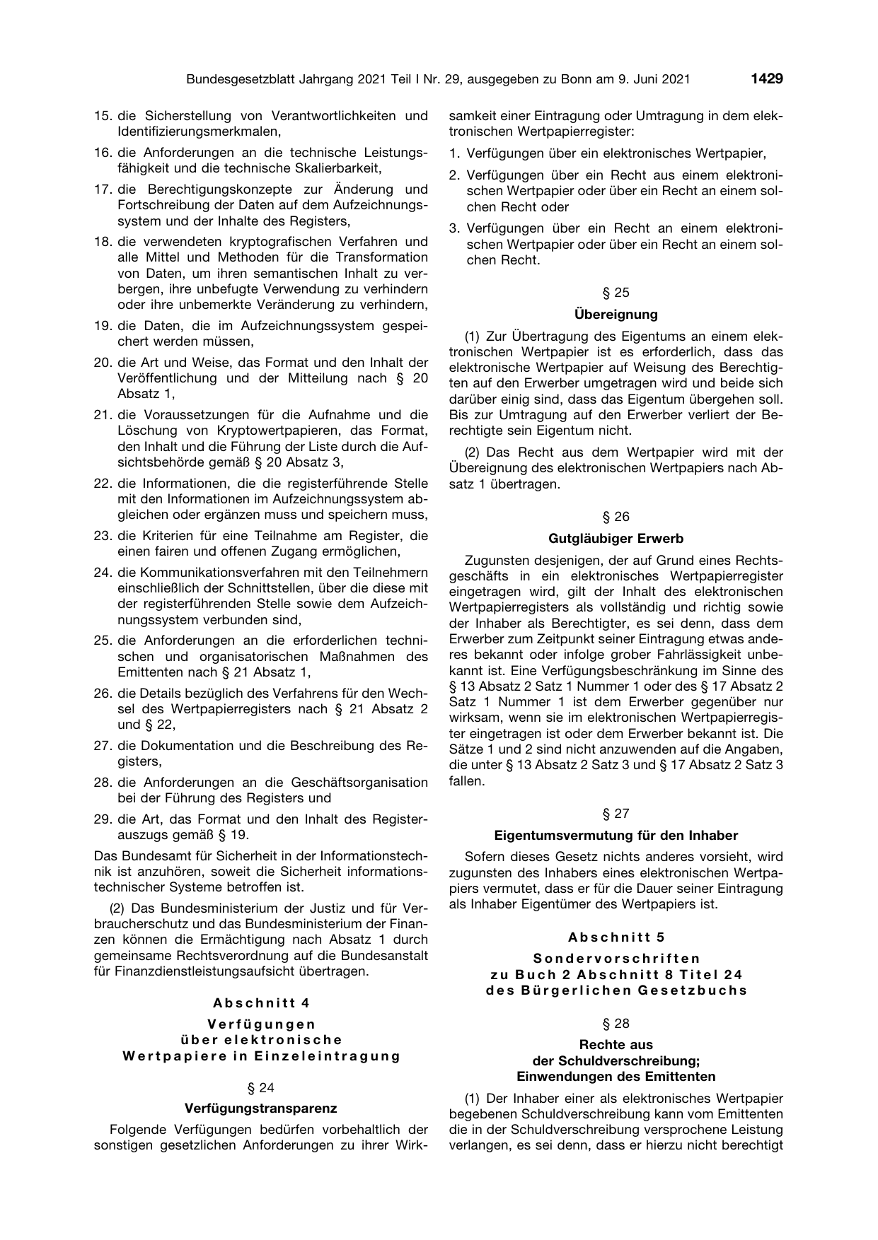 BGBl. 2021, Seite 1429 — Originalseite als Abbildung