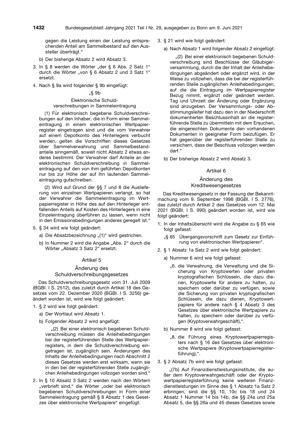 BGBl. 2021, Seite 1432 — Originalseite als Abbildung