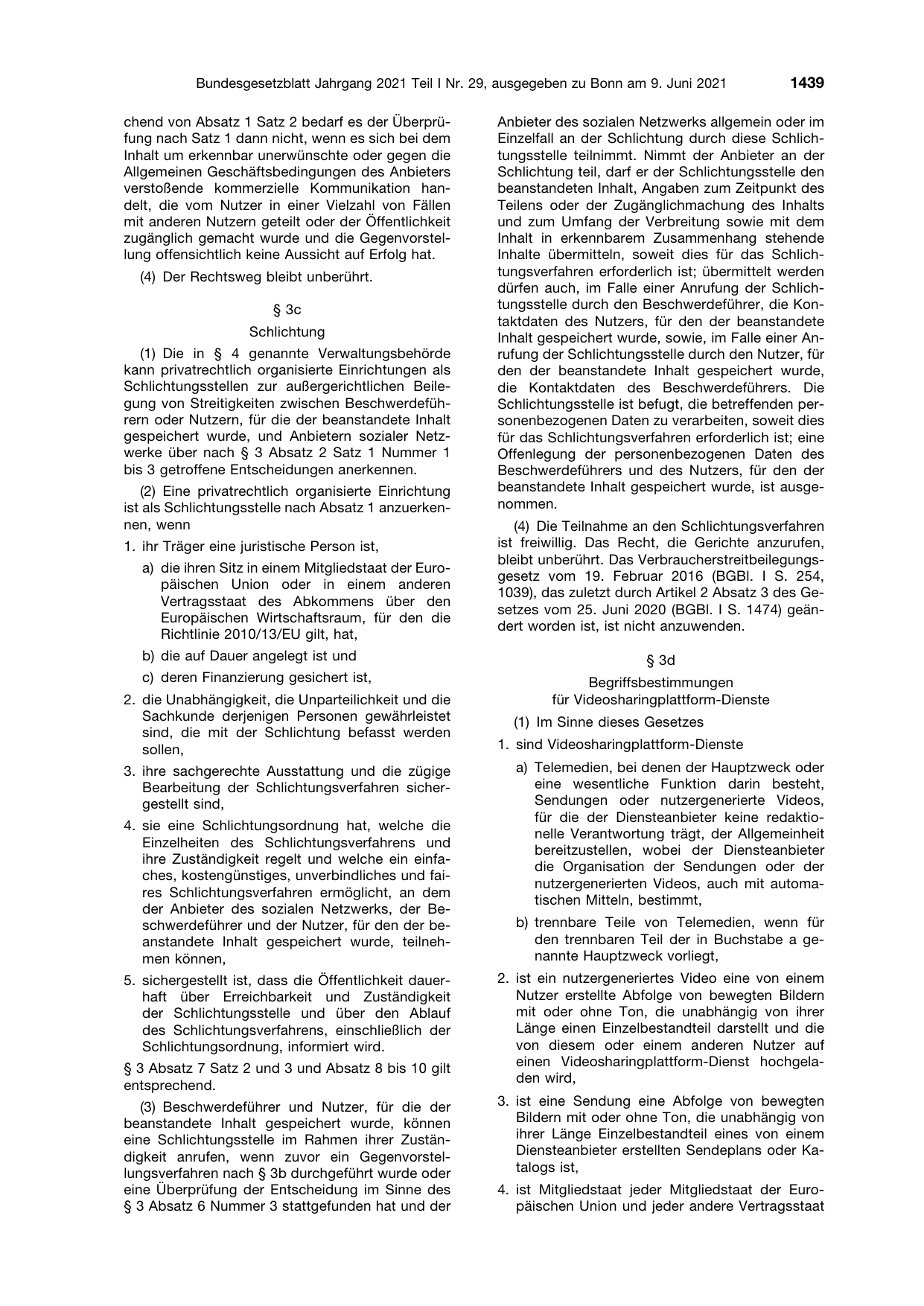 BGBl. 2021, Seite 1439 — Originalseite als Abbildung