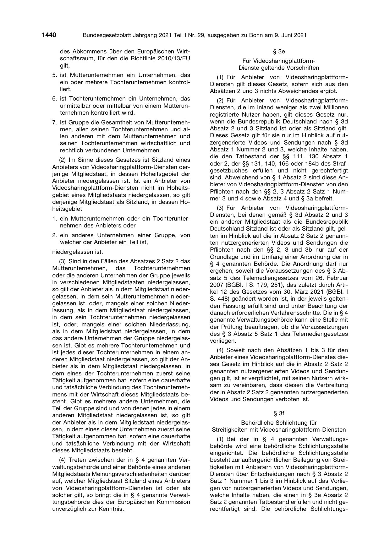 BGBl. 2021, Seite 1440 — Originalseite als Abbildung