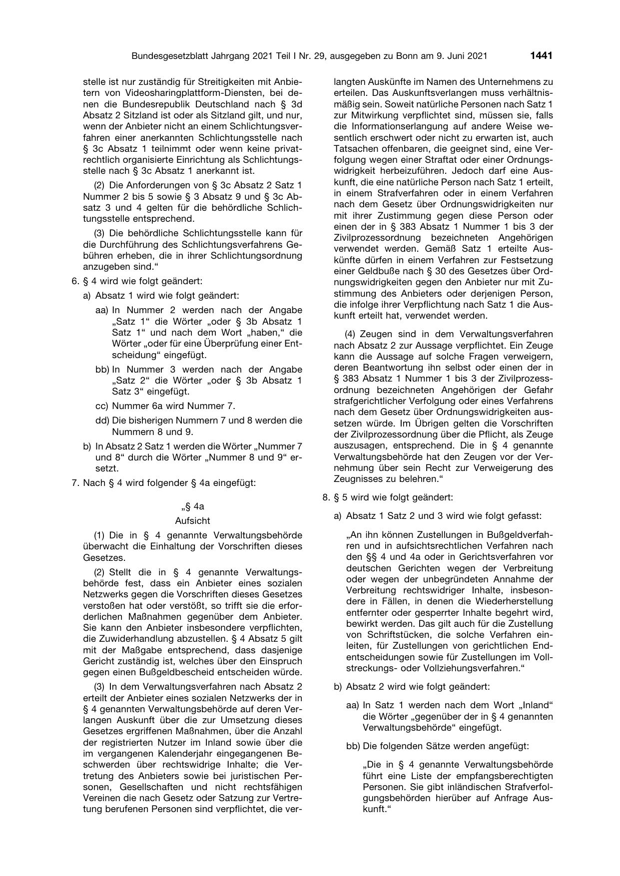BGBl. 2021, Seite 1441 — Originalseite als Abbildung
