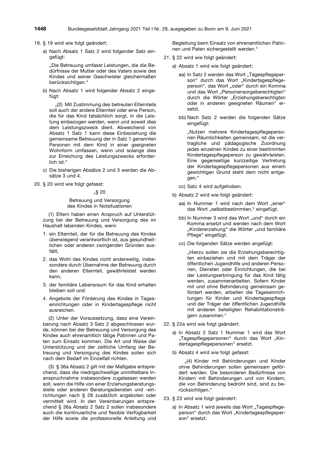 BGBl. 2021, Seite 1448 — Originalseite als Abbildung