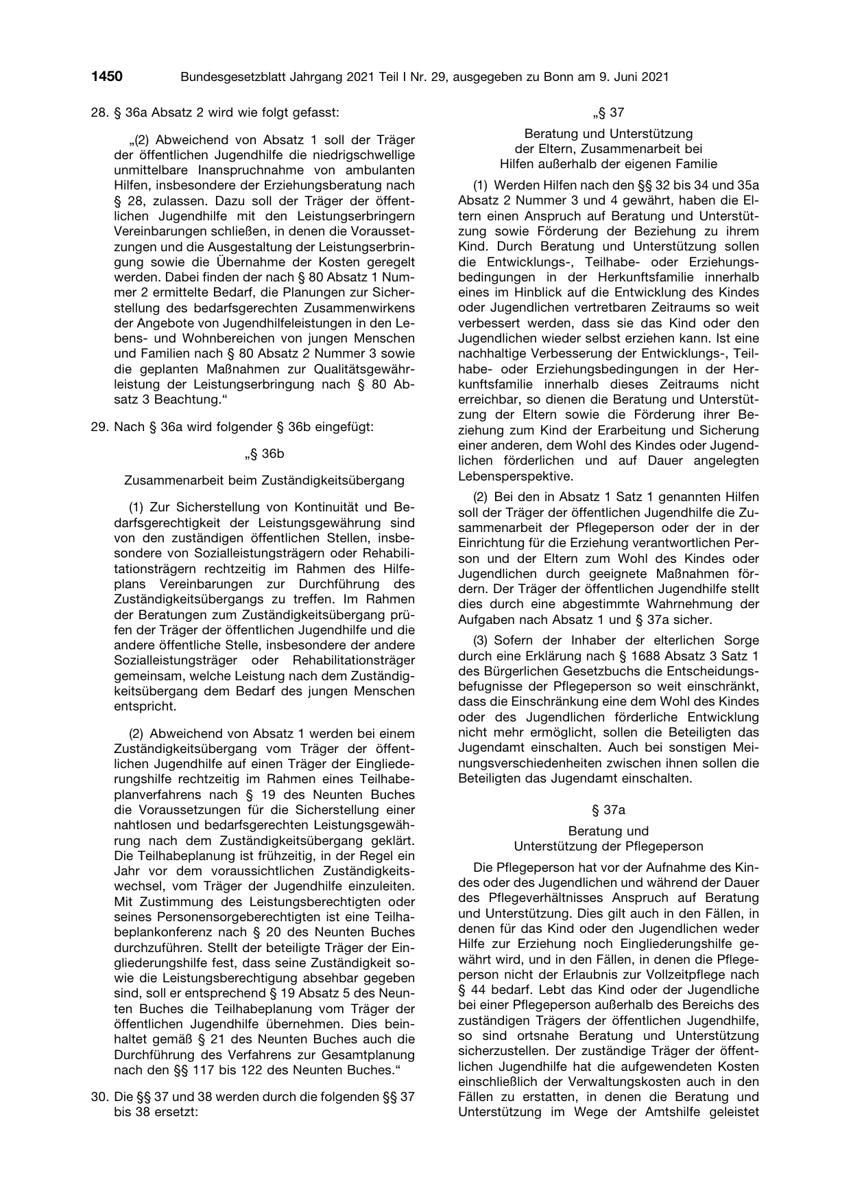 BGBl. 2021, Seite 1450 — Originalseite als Abbildung