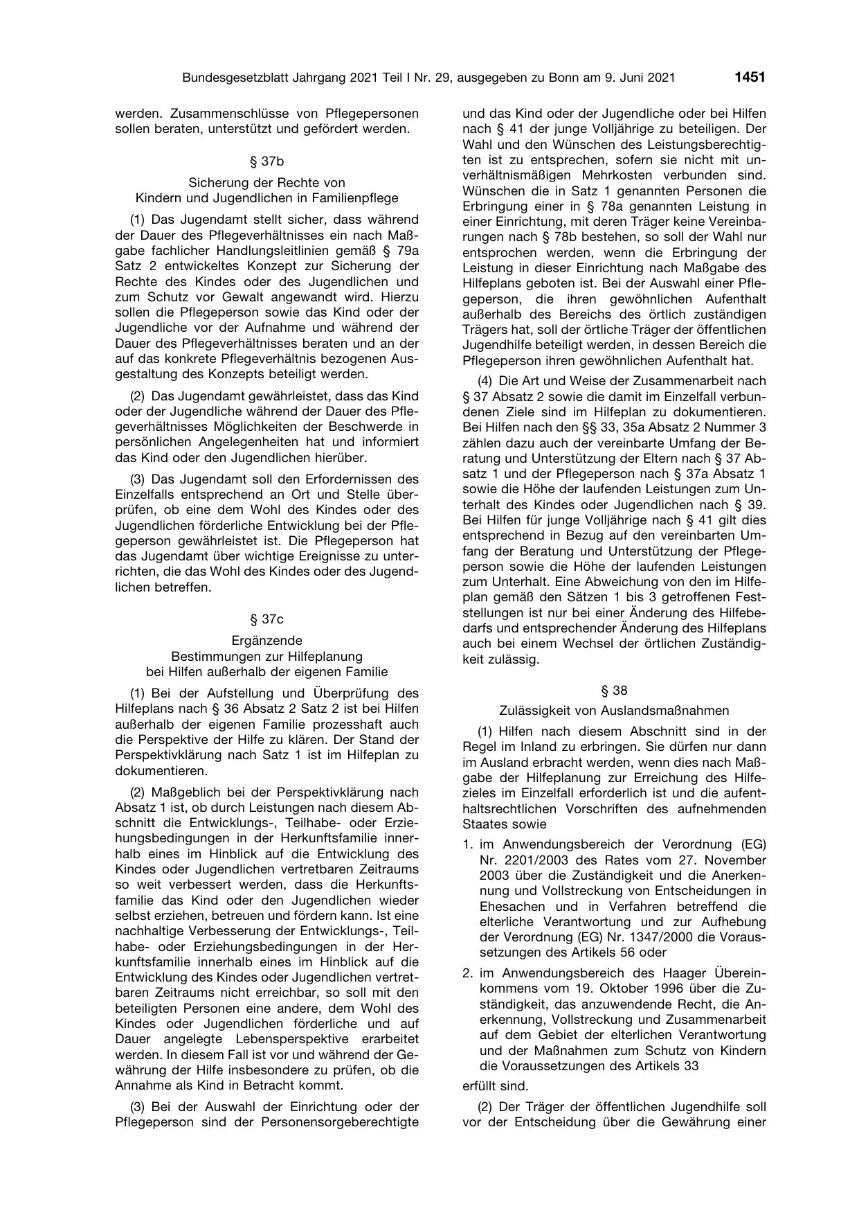 BGBl. 2021, Seite 1451 — Originalseite als Abbildung