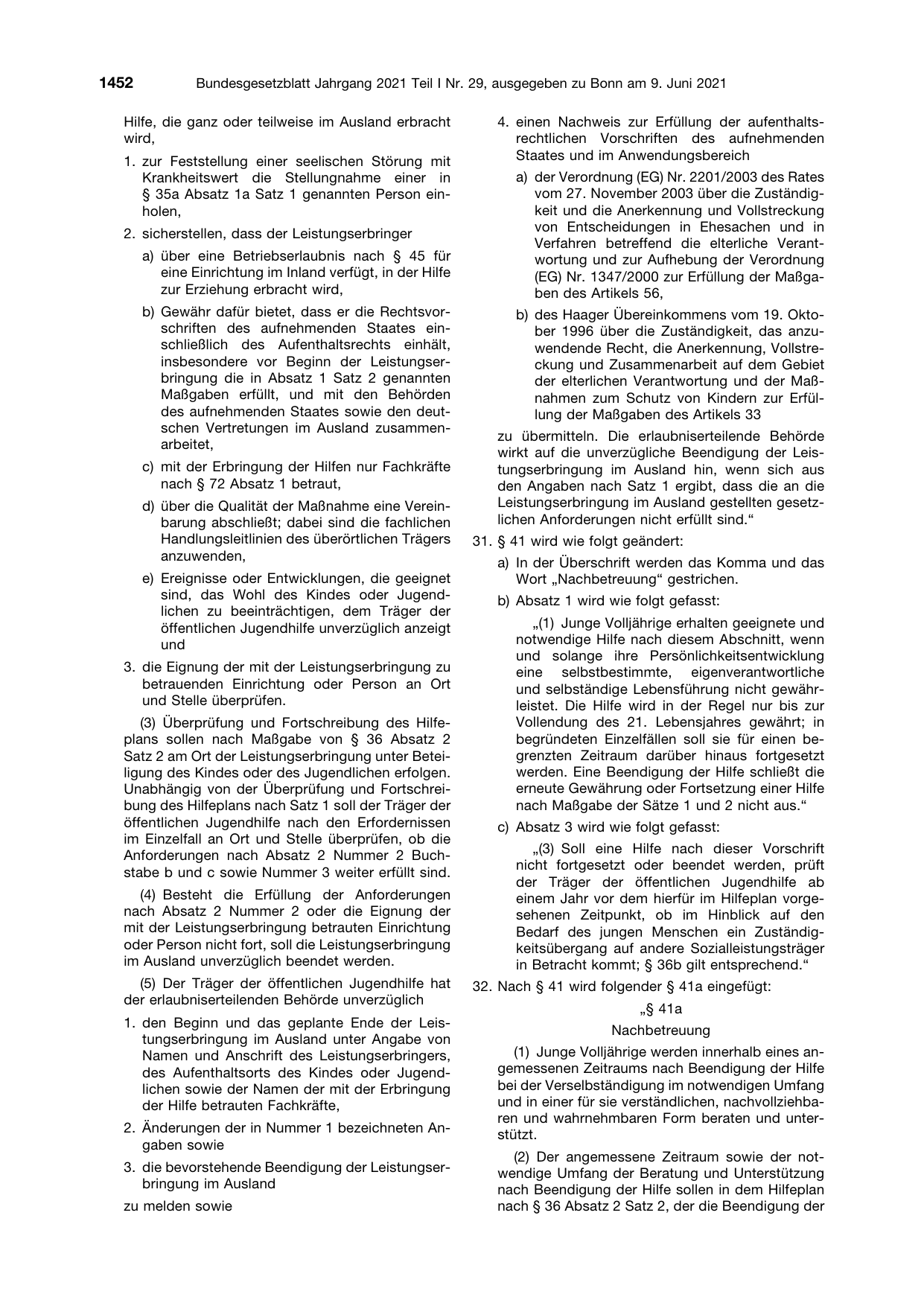 BGBl. 2021, Seite 1452 — Originalseite als Abbildung
