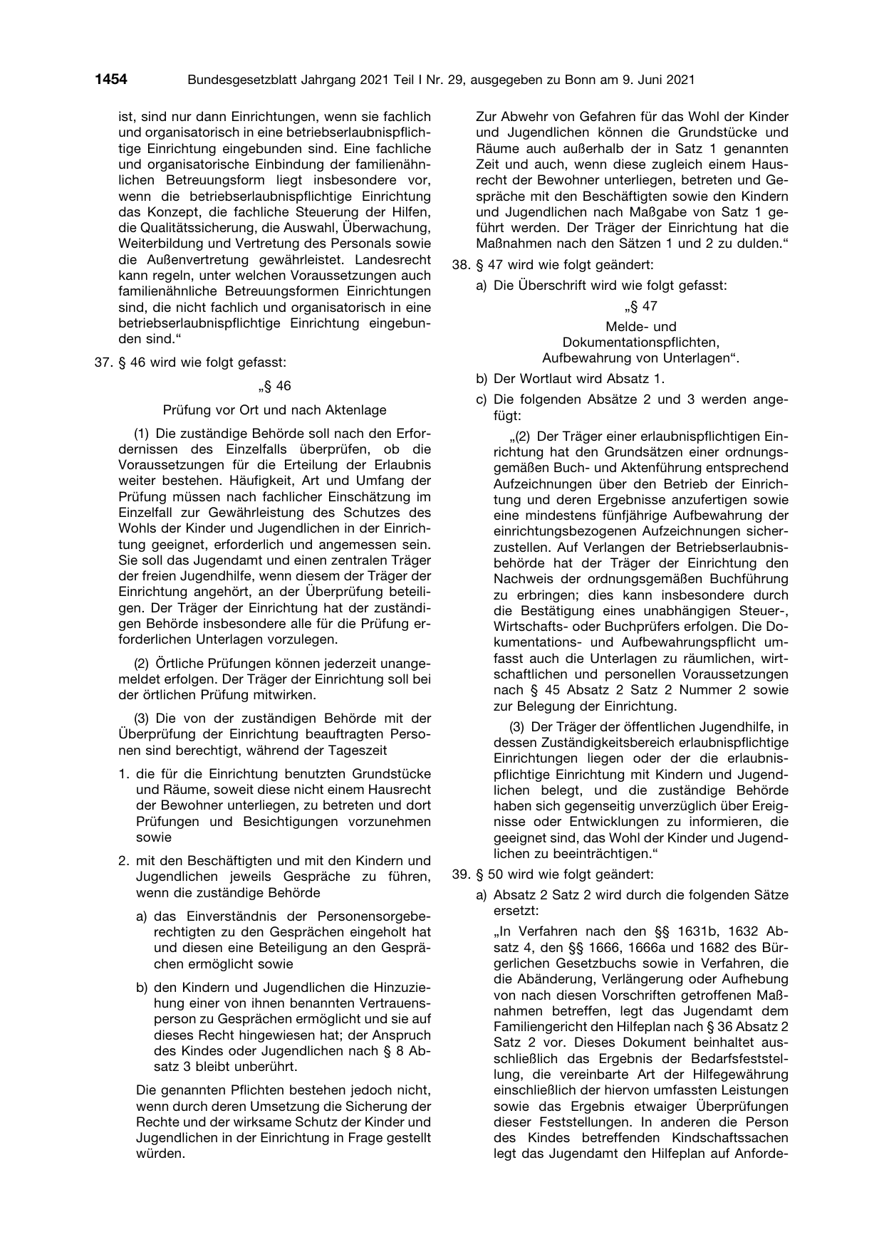 BGBl. 2021, Seite 1454 — Originalseite als Abbildung