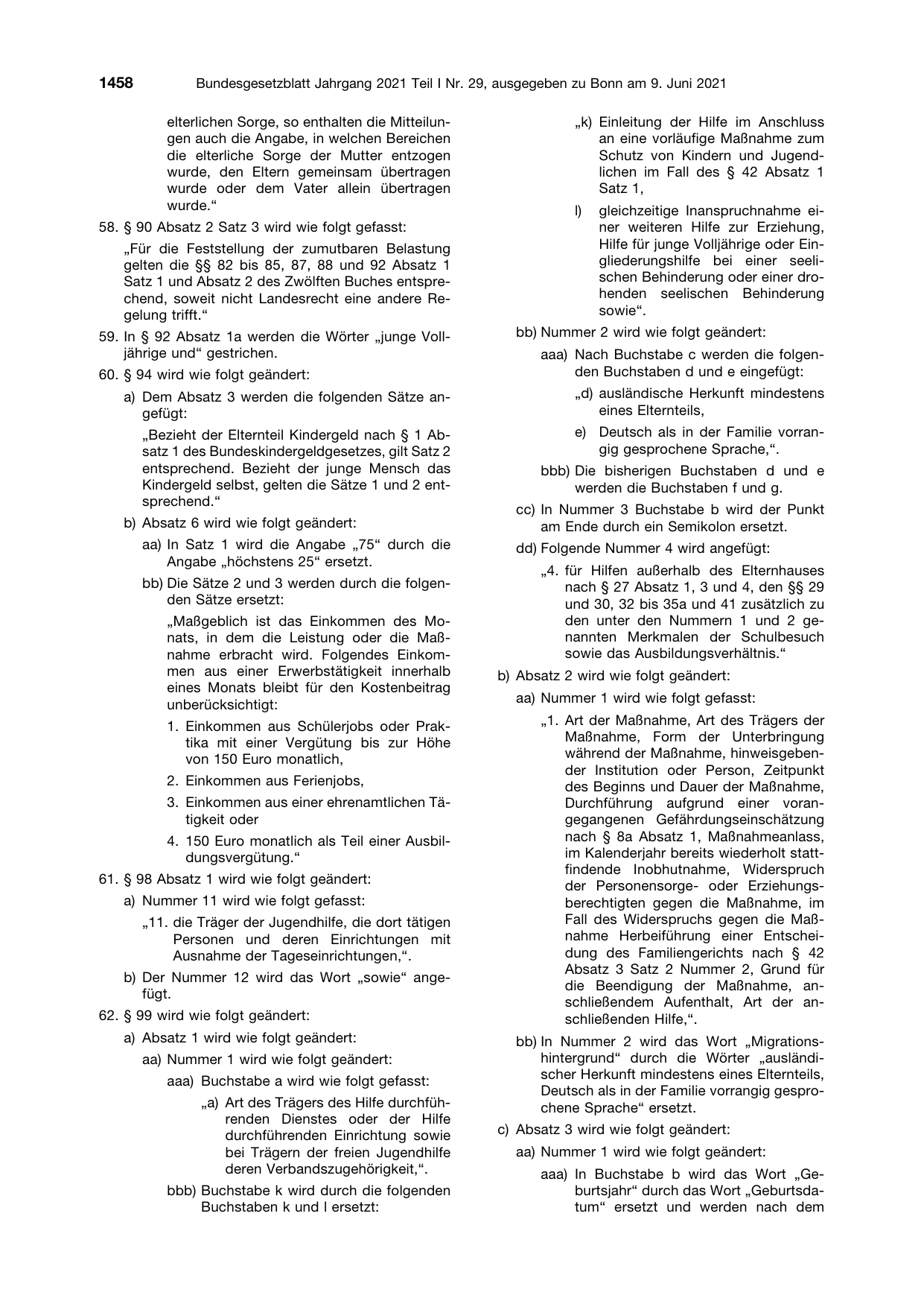 BGBl. 2021, Seite 1458 — Originalseite als Abbildung