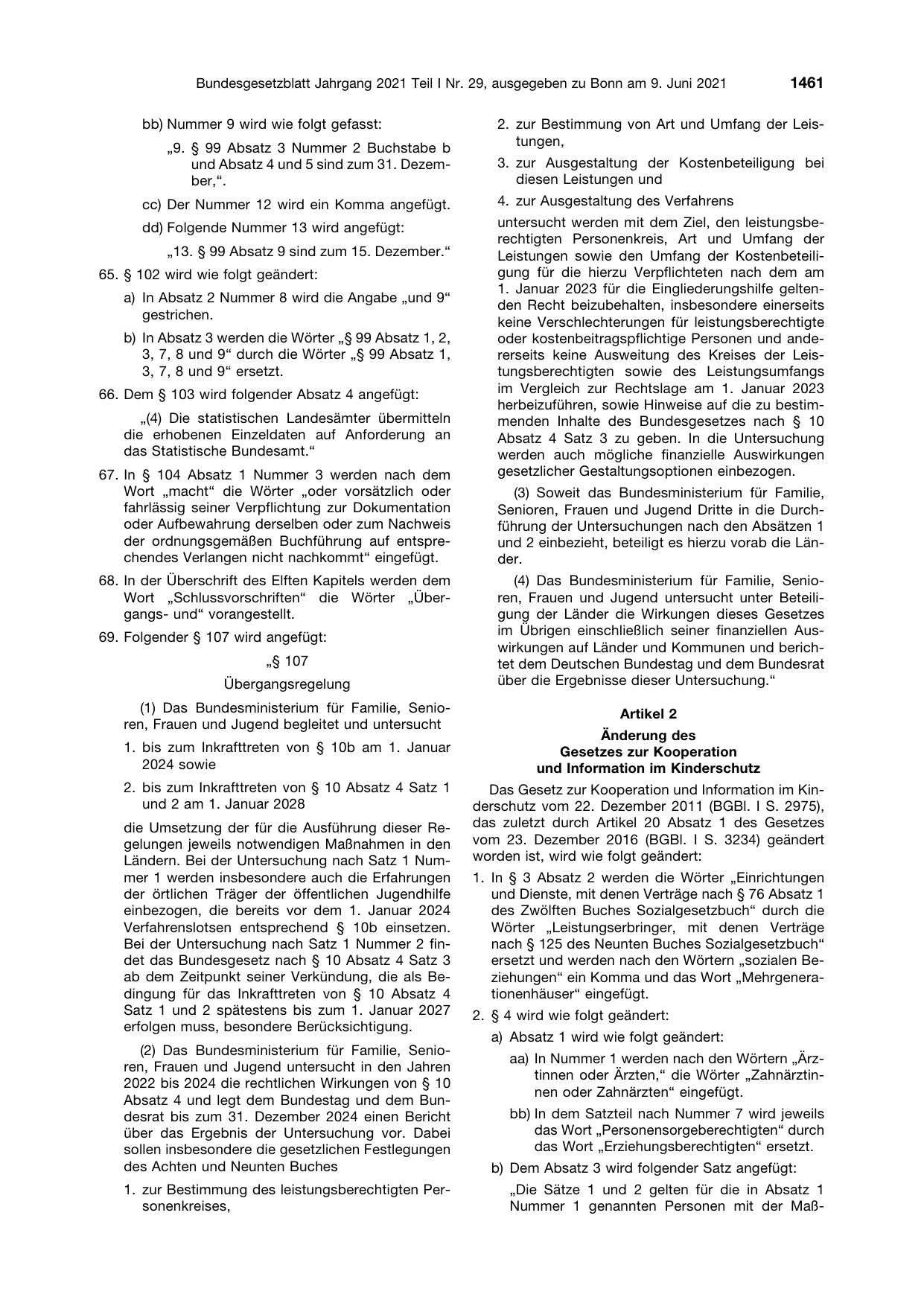 BGBl. 2021, Seite 1461 — Originalseite als Abbildung