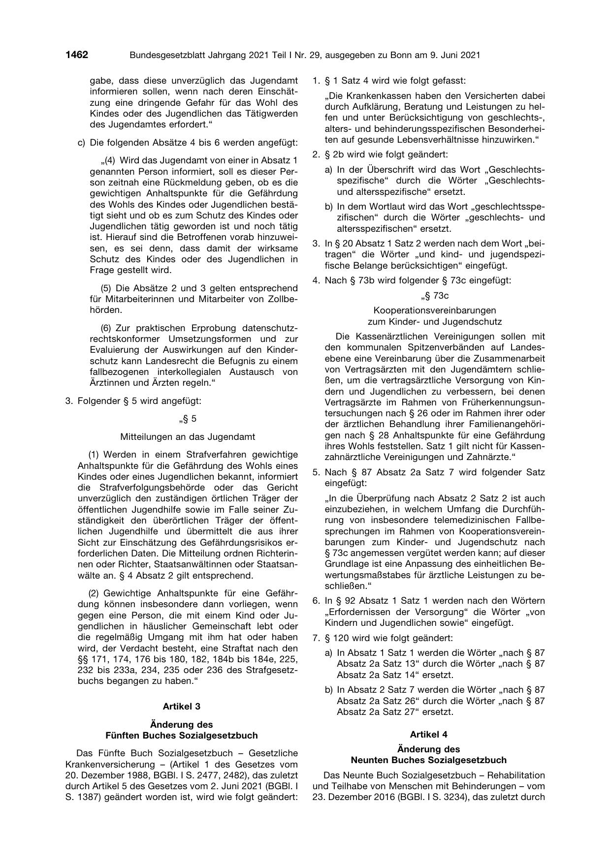 BGBl. 2021, Seite 1462 — Originalseite als Abbildung