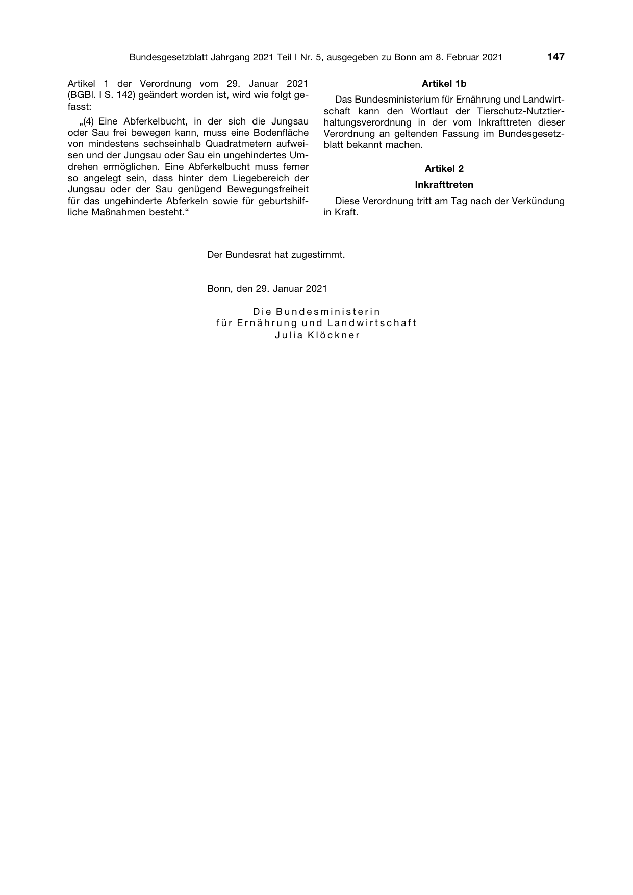 BGBl. 2021, Seite 147 — Originalseite als Abbildung